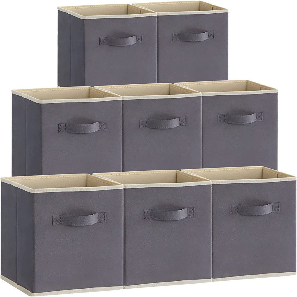 Collapsible Storage Cubes 11 Inch Foldable Fabric Bins Multi-Color, Set of 6, Grey