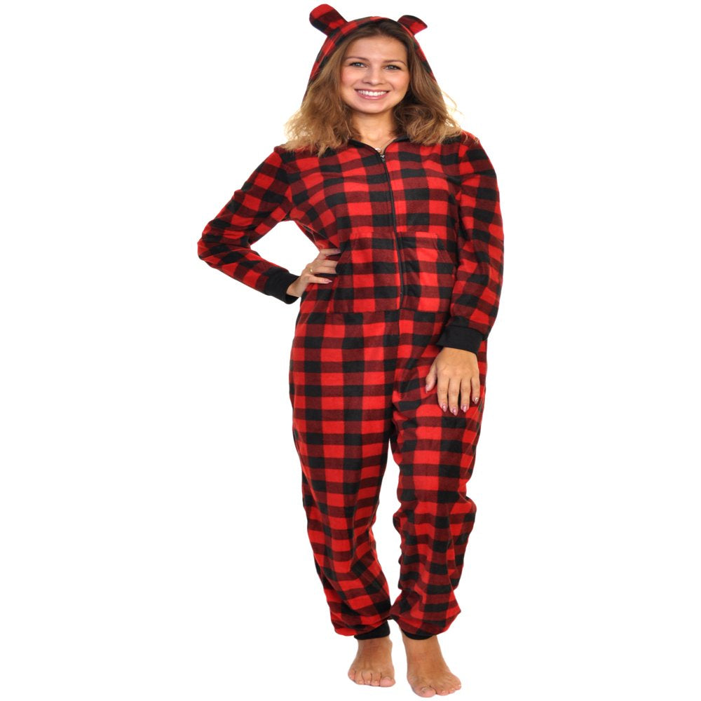 Angelina Christmas Cozy Fleece Notch Collar Pajama Set with Pockets (1-Pack)