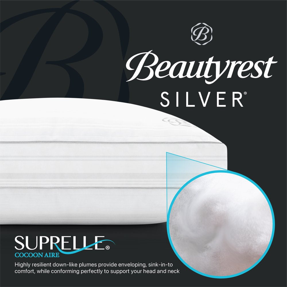 Beautyrest Silver Enveloping Comfort Down Alternative Bed Pillow with Cotton Tencel Lyocell Cover, Standard/Queen