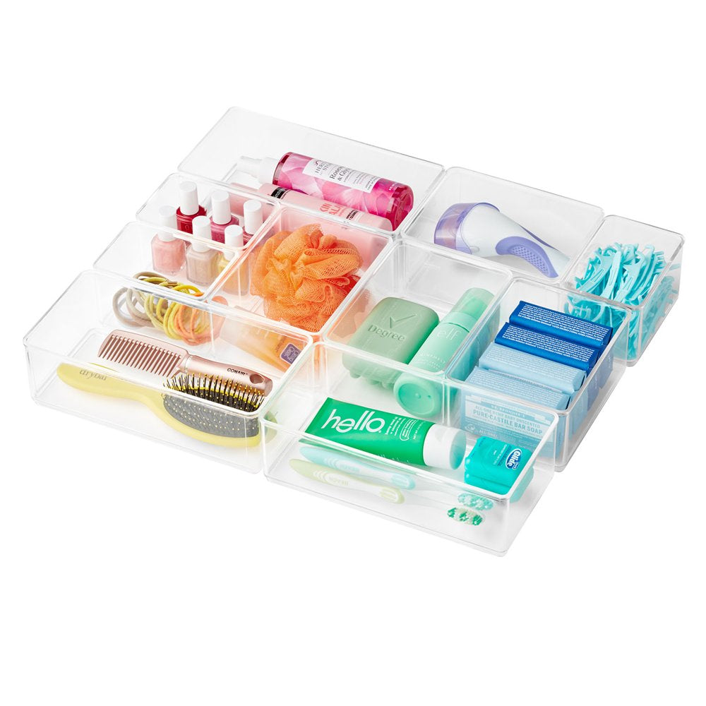 10 Piece Bath Edit, Plastic Modular Storage System Clear