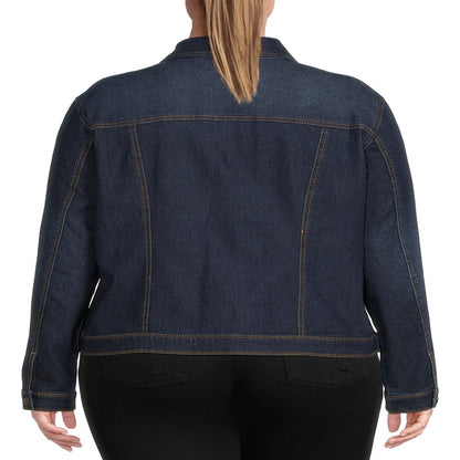  Women's Plus Size Distressed Denim Jacket