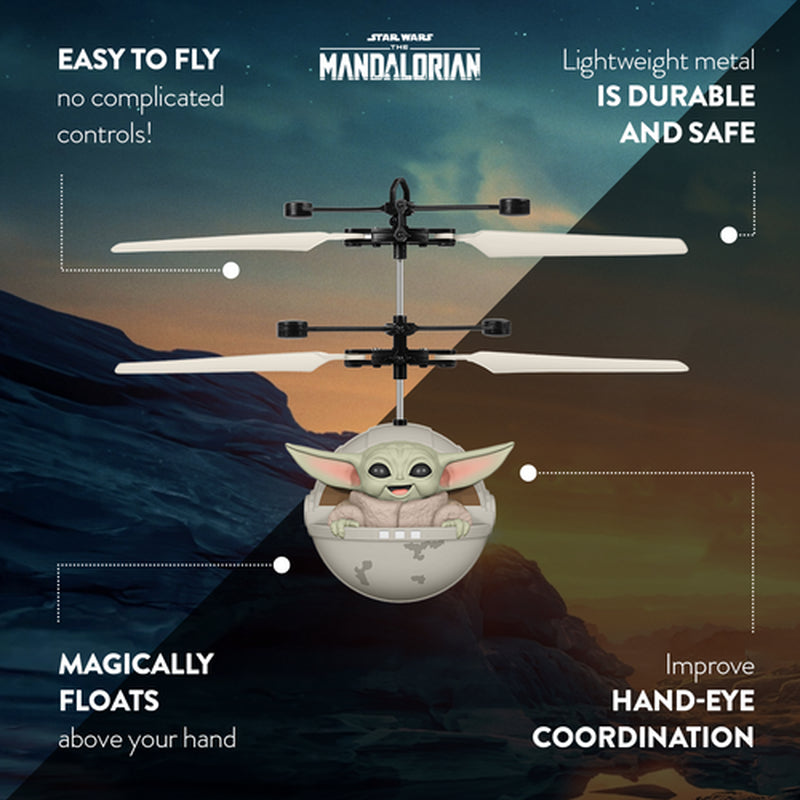 World Tech Toys Star Wars The Mandalorian Baby Yoda "The Child" Sculpted Head UFO Helicopter