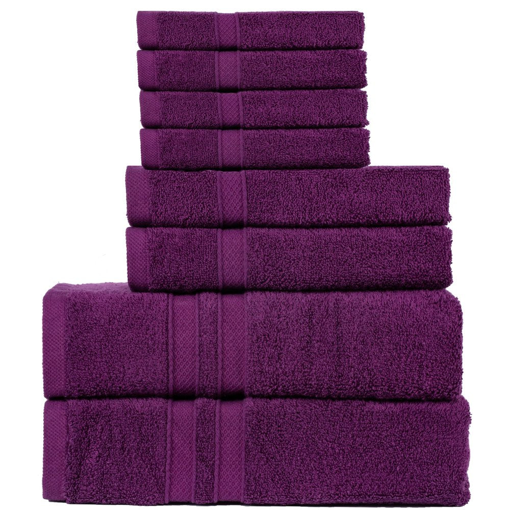 Living Fashions 8 Pack Towel Set - 2 Bathroom Towels, 2 Hand Towels, 4 Wash Cloths Bathroom Set - Plush & Absorbent 100% Ring Spun Cotton Bath Sets - Bath Towels, Hand Towels, Washcloths Bathroom Sets