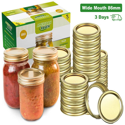 Ball, Kerr, Wide Mouth Mason Jar Canning Lids and Rings |12 Sets, Gold|