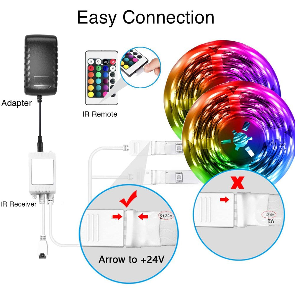 DAYBETTER Led Strip Lights,100Ft Light Strips with App Control Remote,24V 5050 RGB Led Lights for Bedroom, Music Sync Color Changing Lights for Room Party