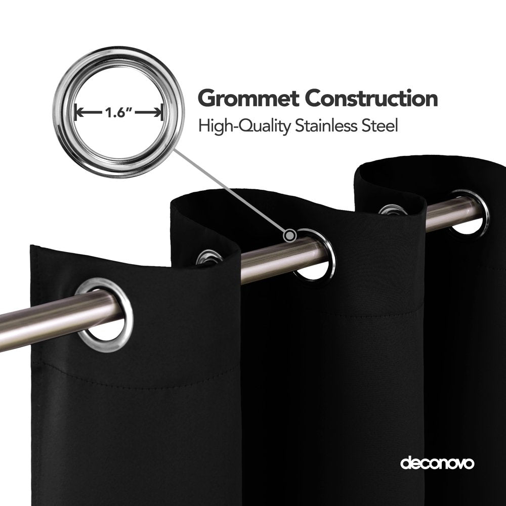 Deconovo Thermal Insulated Blackout Curtains 52x72 inch - Grommet Room Darkening Window Curtains for Bedroom (52x72 inch, Black, Set of 2 Panels)