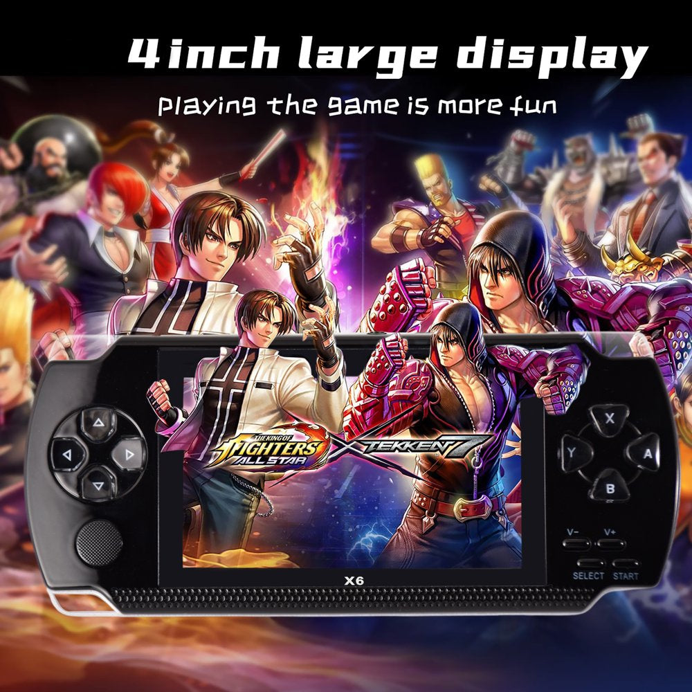  PSP Handheld Game Machine, X6 Updated Version, 8GB , 4 inch Screen, 480 * 800 resolution, 3000 Free Games, Black