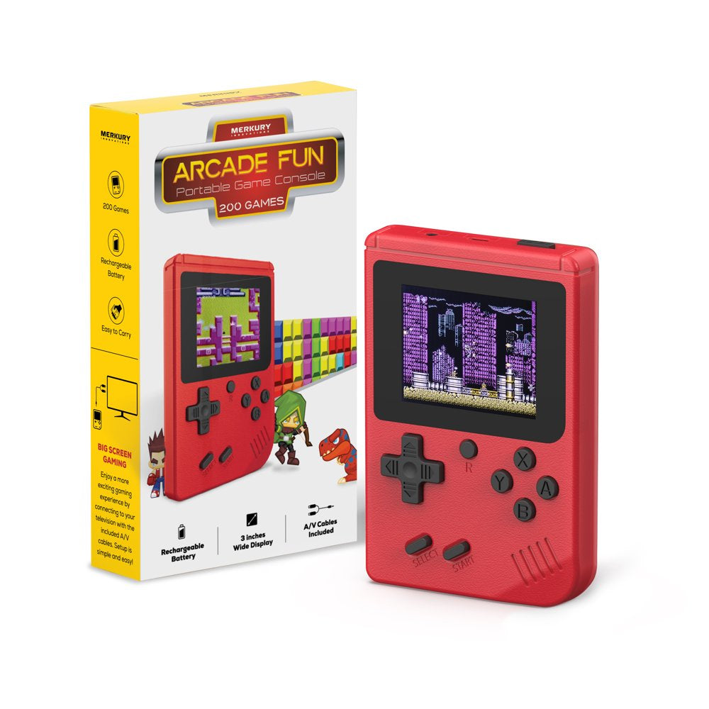  Arcade Fun Portable Gaming Console - Classic Retro Handheld with 200 Arcade Games (Red)