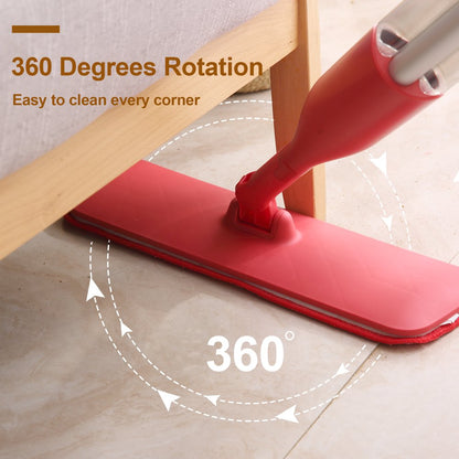 Eyliden Microfiber Spray Mop for Wood Floor Cleaning with 2 Washable Mop Pads 360 Degree, 400ML, Red