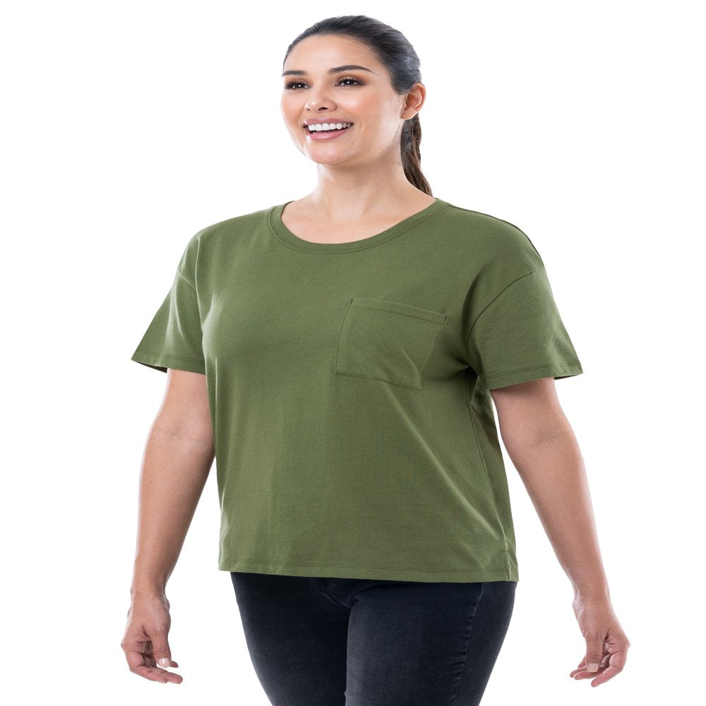  Women's Boyfriend Pocket T-Shirt with Short Sleeves, Sizes S-3XL