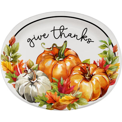 Traditional Thanksgiving Oval Paper Plates, 8 Ct. , Way to Celebrate, Multicolor