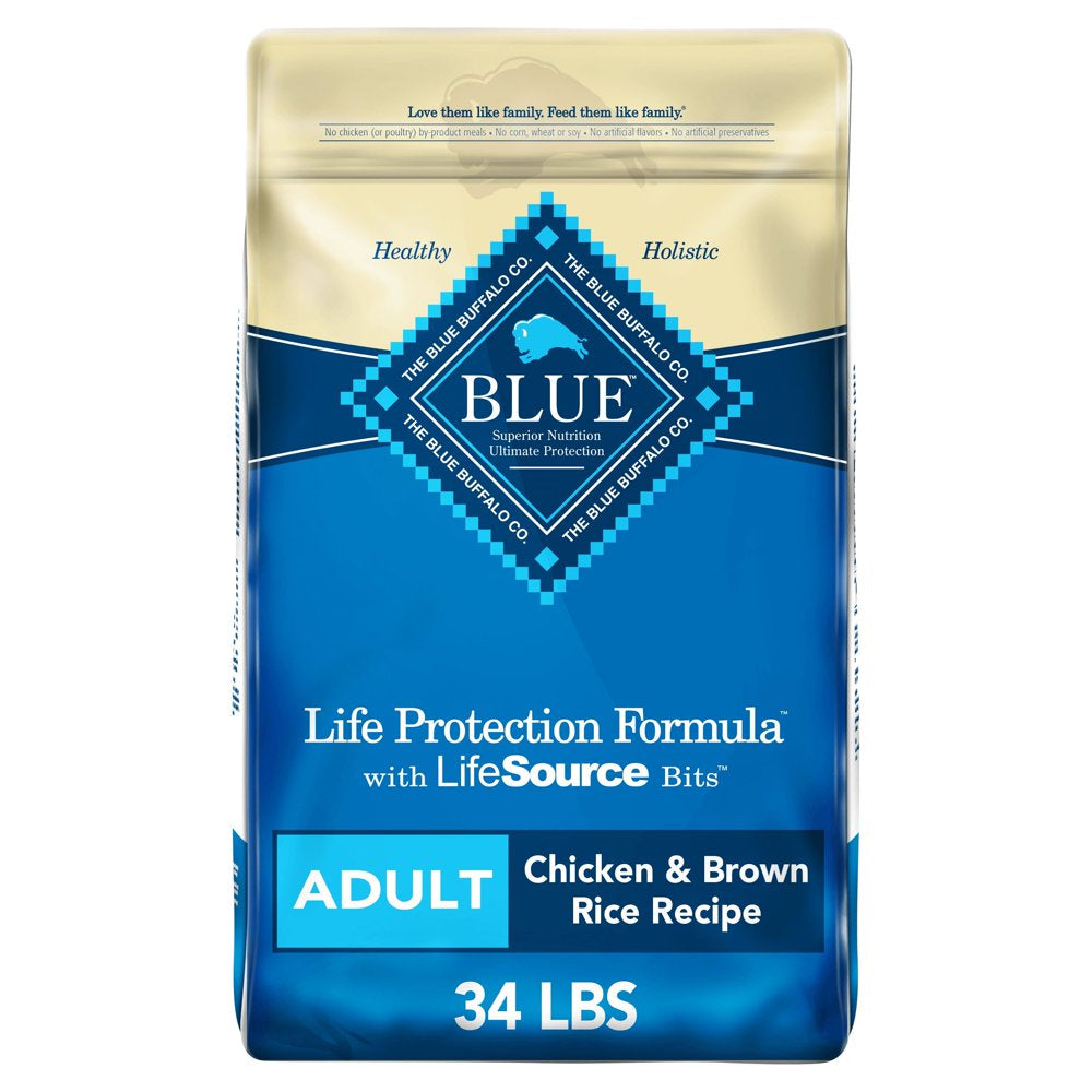 Blue Buffalo Life Protection Formula Chicken and Brown Rice Dry Dog Food for Adult Dogs, Whole Grain, 24 lb. Bag