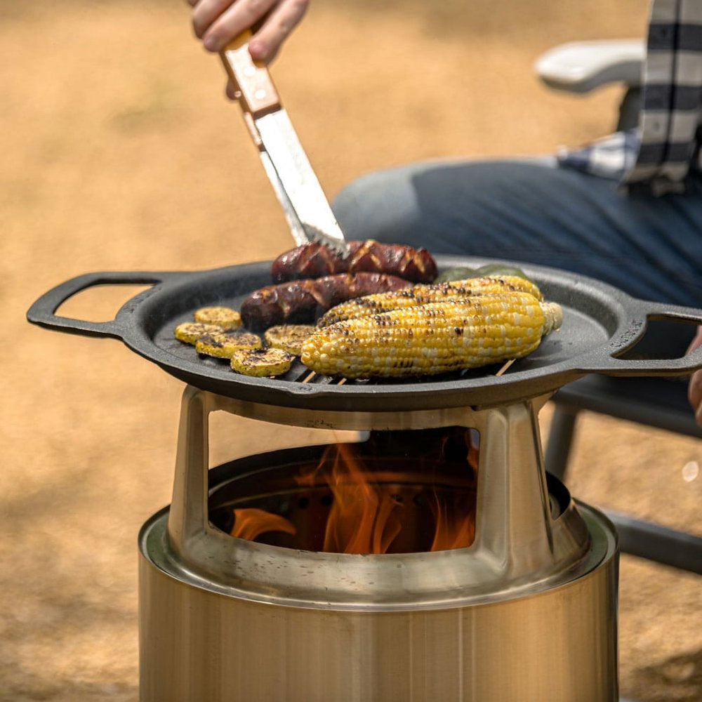 Solo Stove Ranger Grill Cooking Bundle, Cast Iron Grate, Fire Pit Grill + Hub for Elevation