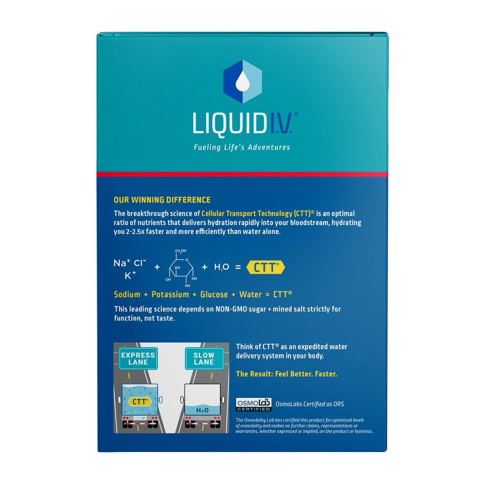 Liquid I.V. Hydration Multiplier Electrolyte Powder Packet Drink Mix, Strawberry, 15 Ct