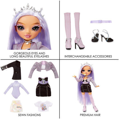 Rainbow High Rainbow Vision Royal Three K Pop – Tiara Song (Purple Lilac) Fashion Doll. 2 Designer Outfits to Mix & Match with Microphone Headset & Band Merch Playset, Gift for Kids 6-12 Years