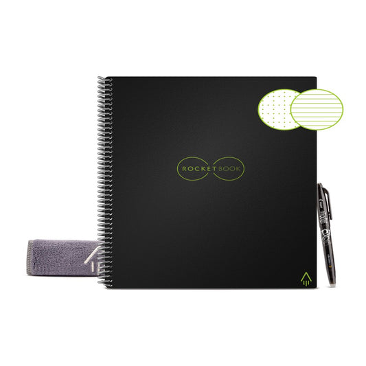 Rocketbook Core Smart Spiral Notebook, Dot-Grid and Lined Pages, 32 Pages, 8.5" x 11", Black