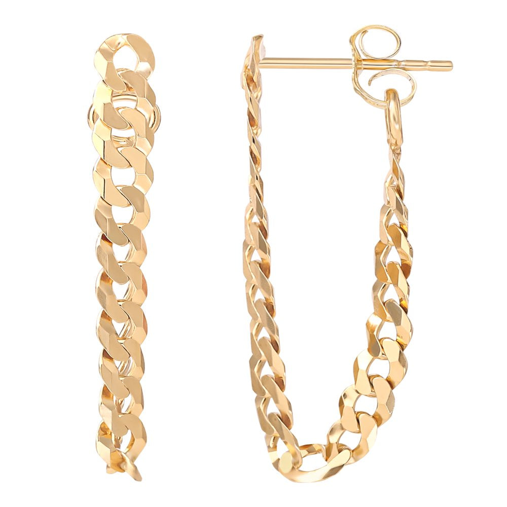  Women’s Gold Plated Sterling Silver Curb Chain Earrings