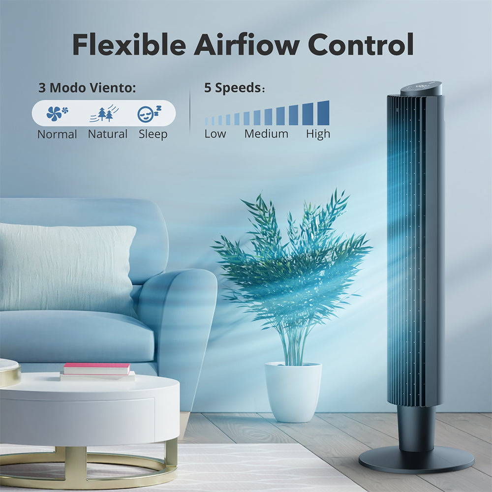 Taotronics Tower Fan, 42” Adjustable Height, 5 Speeds 3 Modes, 35Db Quiet, 90° Oscillating Cooling Fan with Remote, Sleep Mode, 12H Timer for Home and Office