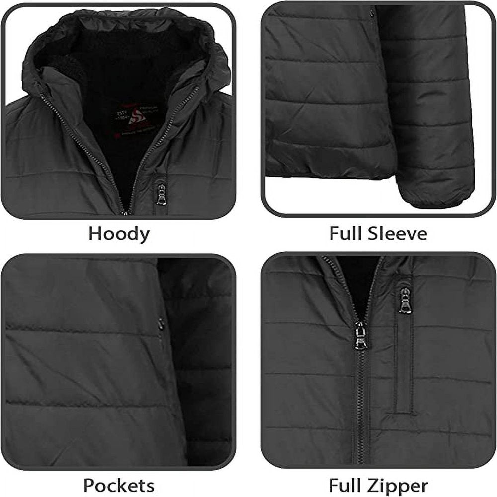 Mens Sherpa-Lined Hooded Puffer Jacket (Sizes, S to 2XL)