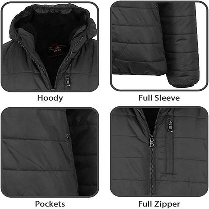 Mens Sherpa-Lined Hooded Puffer Jacket (Sizes, S to 2XL)