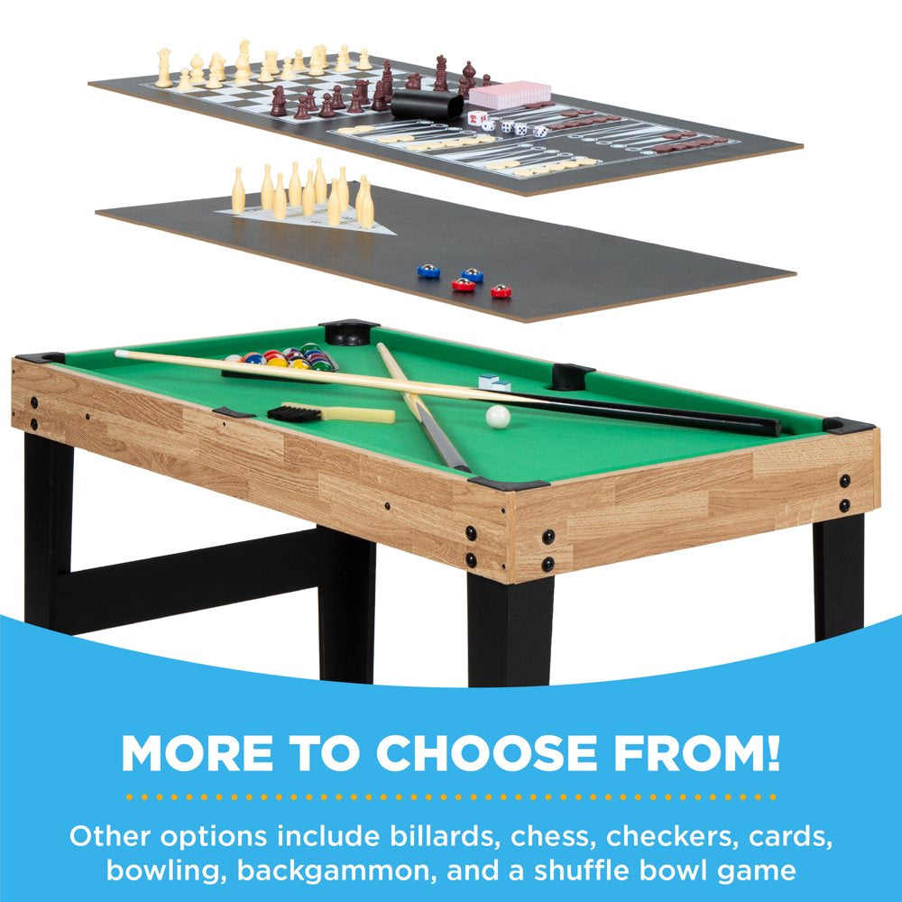 Best Choice Products 2x4ft 10-in-1 Combo Game Table Set w/ Hockey, Foosball, Pool, Shuffleboard, Ping Pong - Natural