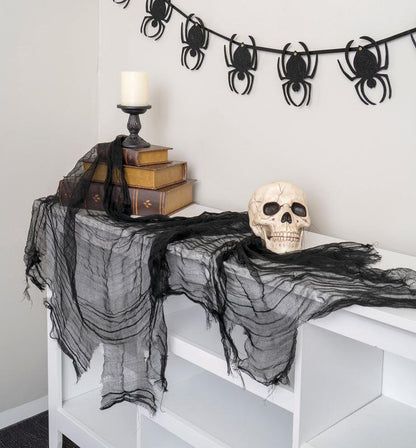 Halloween Creepy Black Fabric Partyware, 30 in x 72 in, by Way To Celebrate