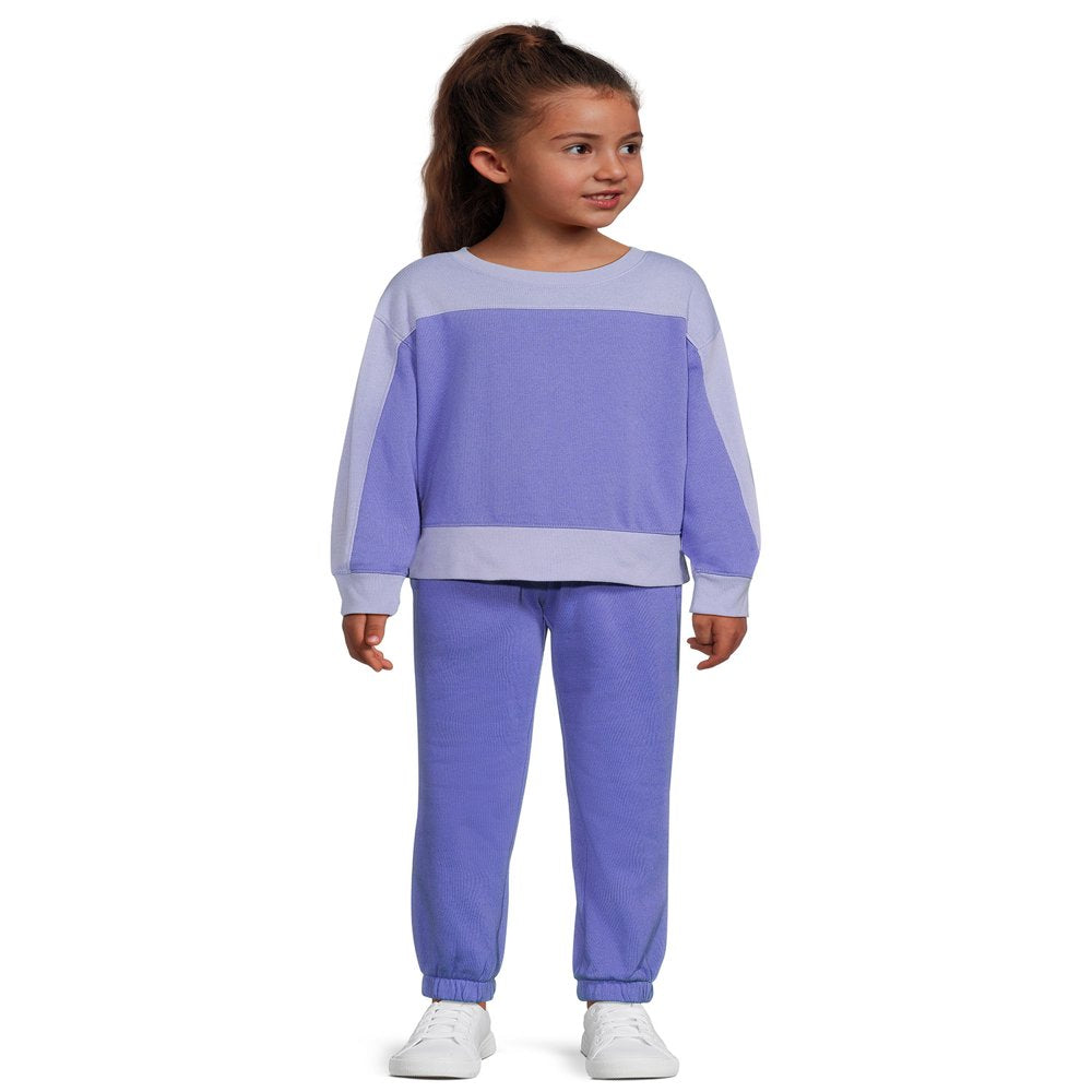 Athletic Works Girls’ Fleece Sweatshirt and Sweatpants Set, 2-Piece, Sizes 4-18 & Plus