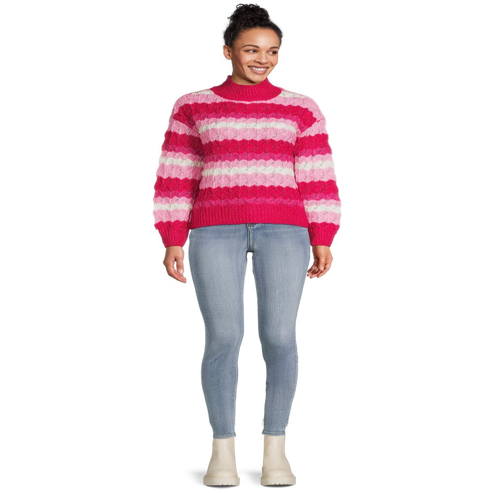 99 Jane Street Women's Mock Neck Pullover Sweater with Long Sleeves, Midweight, Sizes XS-XXXL