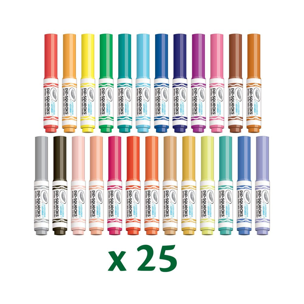 Crayola Pip Squeaks 25 Washable Markers Set with Paper, Holiday Gift for Kids, Stocking Stuffer, Ages 4+