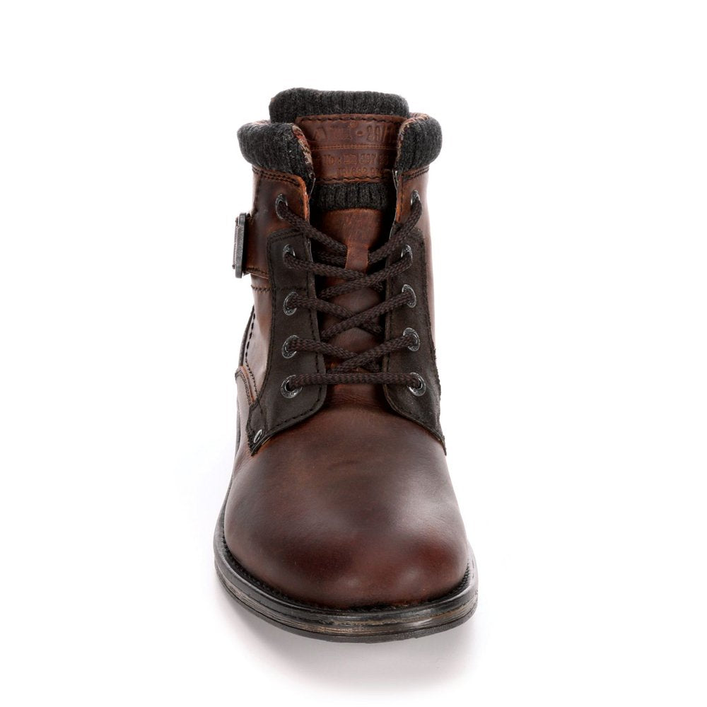 AM Shoes Mens Leather Plain Toe Lace up Boot Shoes, Dark Brown, US 12