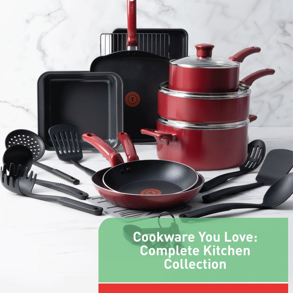 T-fal Kitchen Solutions 21pc Cookware Set in Red