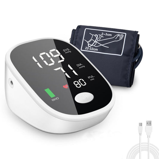 Blood Pressure Monitor, Automatic Upper Arm Blood Pressure Monitor, Accurate BP Machine with Large LCD Display & Voice Broadcast, Batteries Hypertension Detector