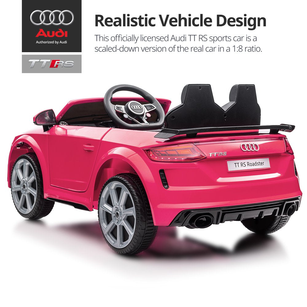 Hikiddo Electric Ride on Car for Kids, Licensed Audi 12V Powered Ride-on Toy with Remote - Pink