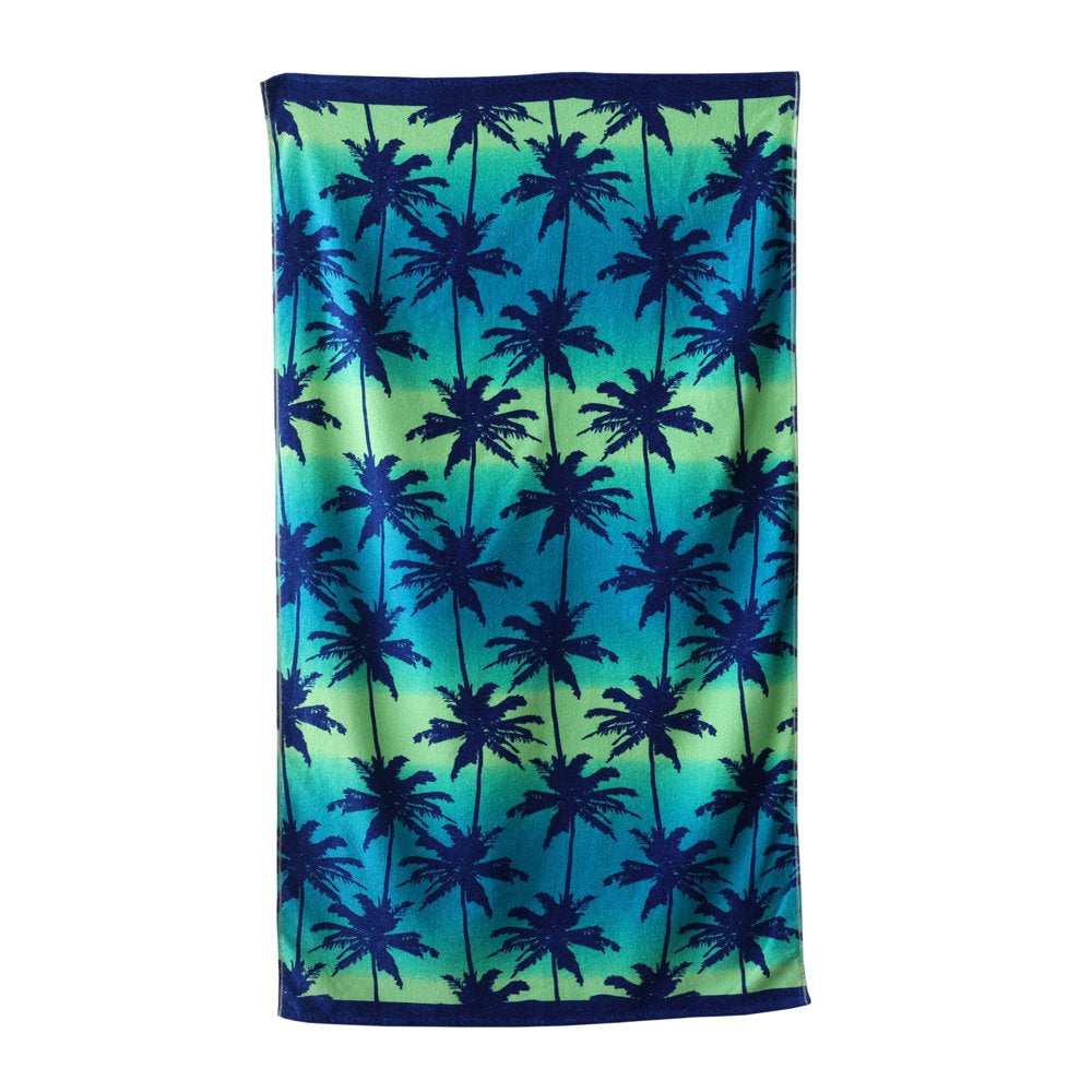 Mainstays Velour Beach Towel, Blue Wavy, Multi-Color , 28X60