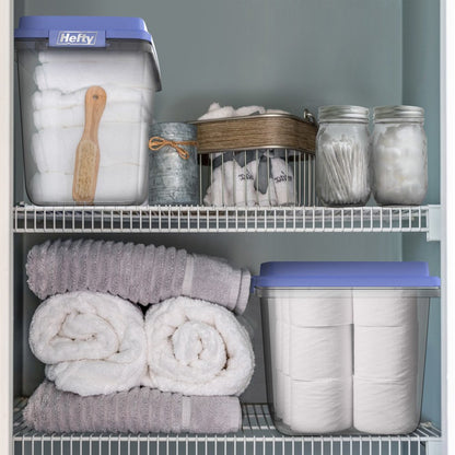 Hefty 32 Qt. Clear Storage Bin with Blue HI-RISE Lid