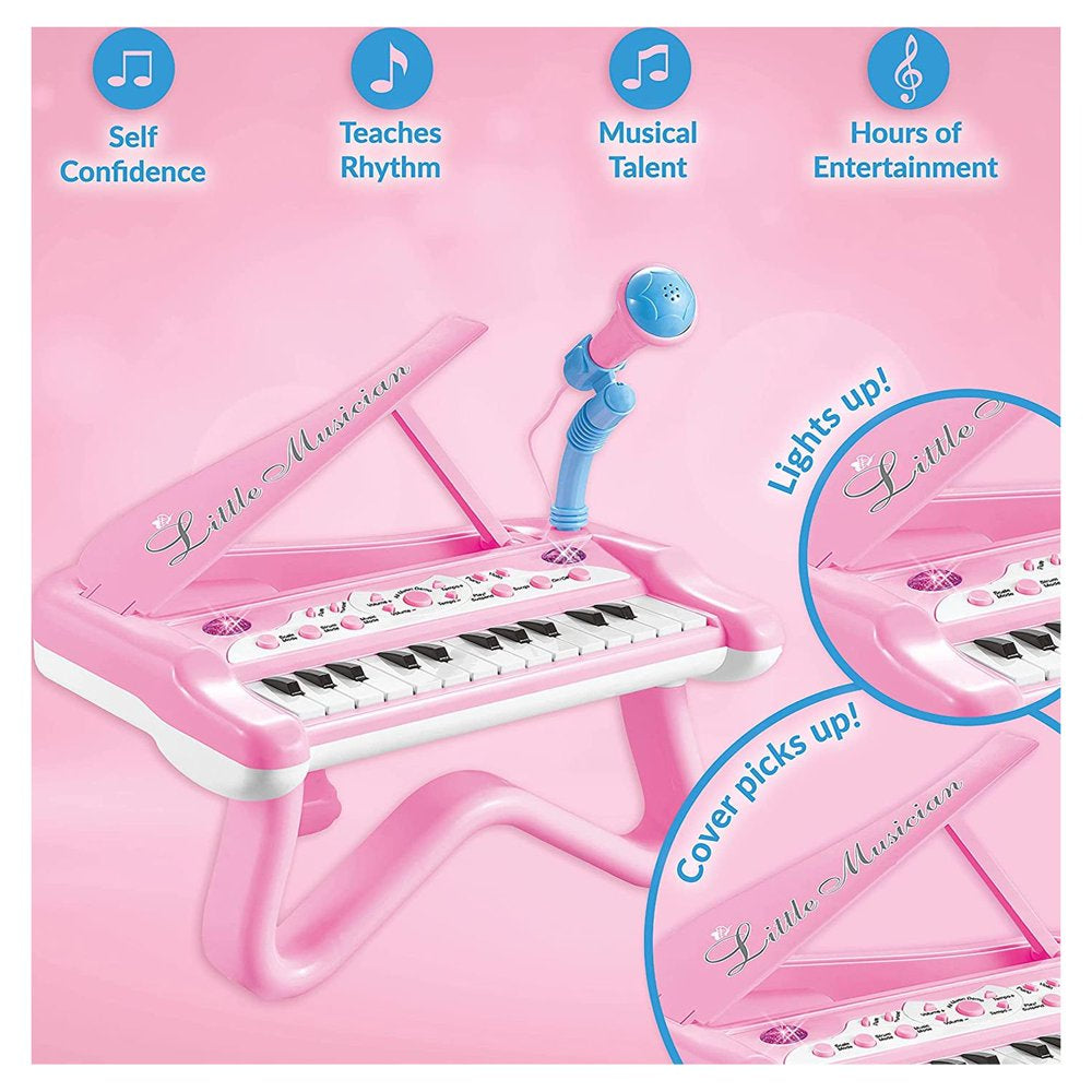 ToyVelt Toy Piano for Toddler Girls – Cute Piano for Kids with Built-in Microphone & Music Modes - Best Birthday Gifts for 3 4 5 Year Old Girls – Educational Keyboard Musical Instrument Toys