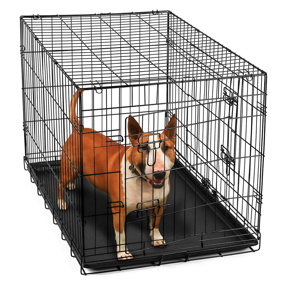 Paws & Pals Heavy Duty Foldable Double Door Dog Crate with Divider and Removable Tray (36-inch) (Medium)