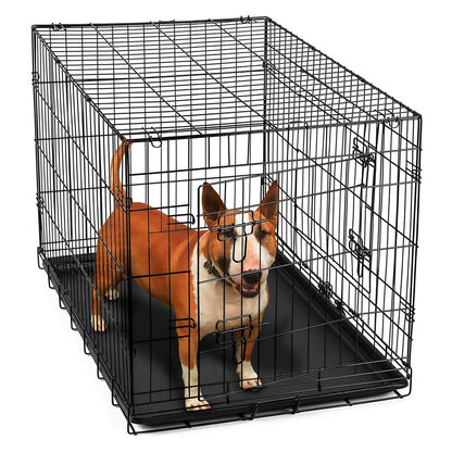 Paws & Pals Heavy Duty Foldable Double Door Dog Crate with Divider and Removable Tray (36-inch) (Medium)