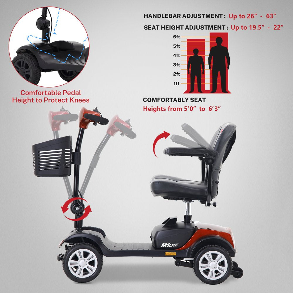 Segmart Mobility Scooter, 300W 4 Wheel Compact Heavy Duty Electric Mobile Scooter, 265LBS, Red