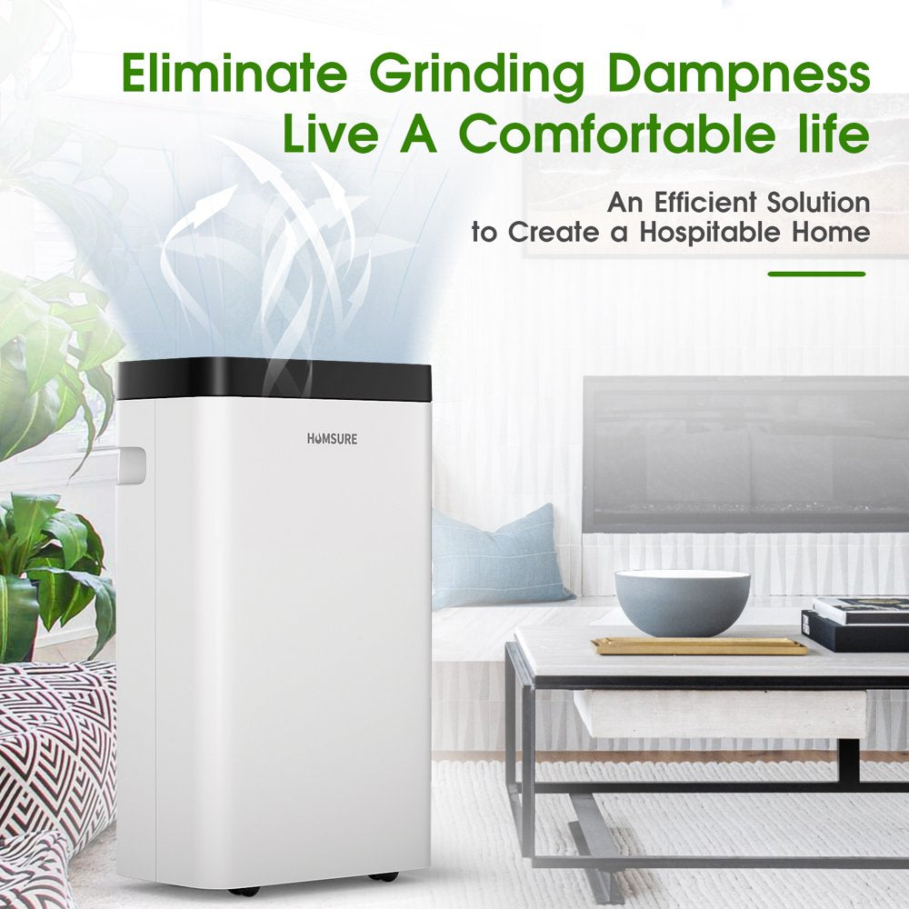 HUMSURE 30 Pints Protable Dehumidifier for Basement and Home with Drain Hose, Spaces up to 1500 Sq Ft