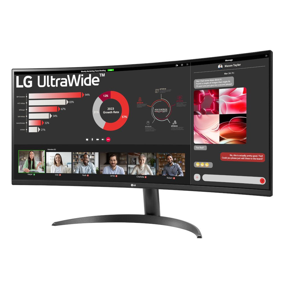 LG 34 inch Curved Ultrawide™ WQHD (3440 x 1440) Monitor, Black- 34WR50QC-B, New