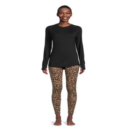 ClimateRight by Cuddl Duds Women's Base Layer Jersey Thermal Top and Leggings Set, 2-Piece, Sizes XS-XXL