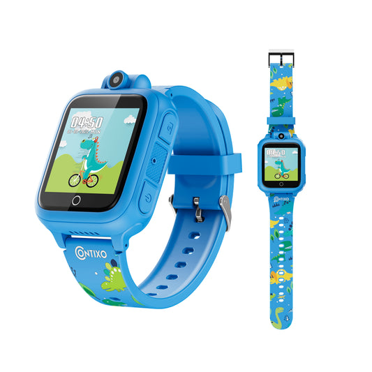 Contixo Smart Watch for Kids, Aged 3-12 Years old - HD Touch Screen with Camera and Games - Blue