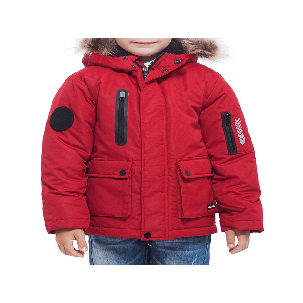 Rokka&Rolla Boys' Winter Coat with Faux Fur Hood Parka Jacket, Sizes 4-16