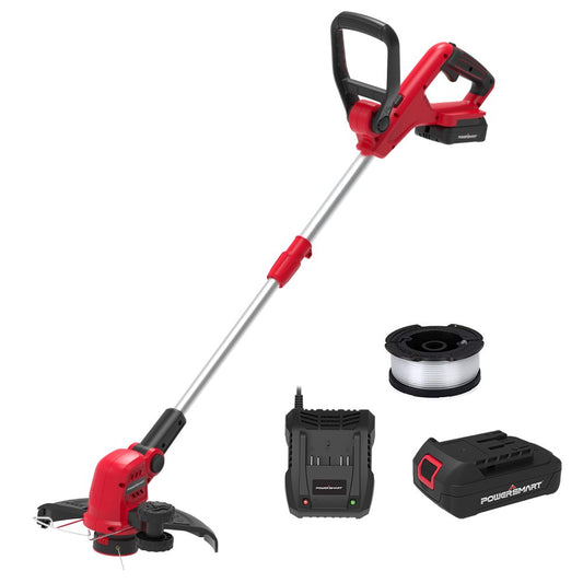 Powersmart 20V 12-Inch 7Lb Cordless String Trimmer, 2 Ah Battery and Charger Included