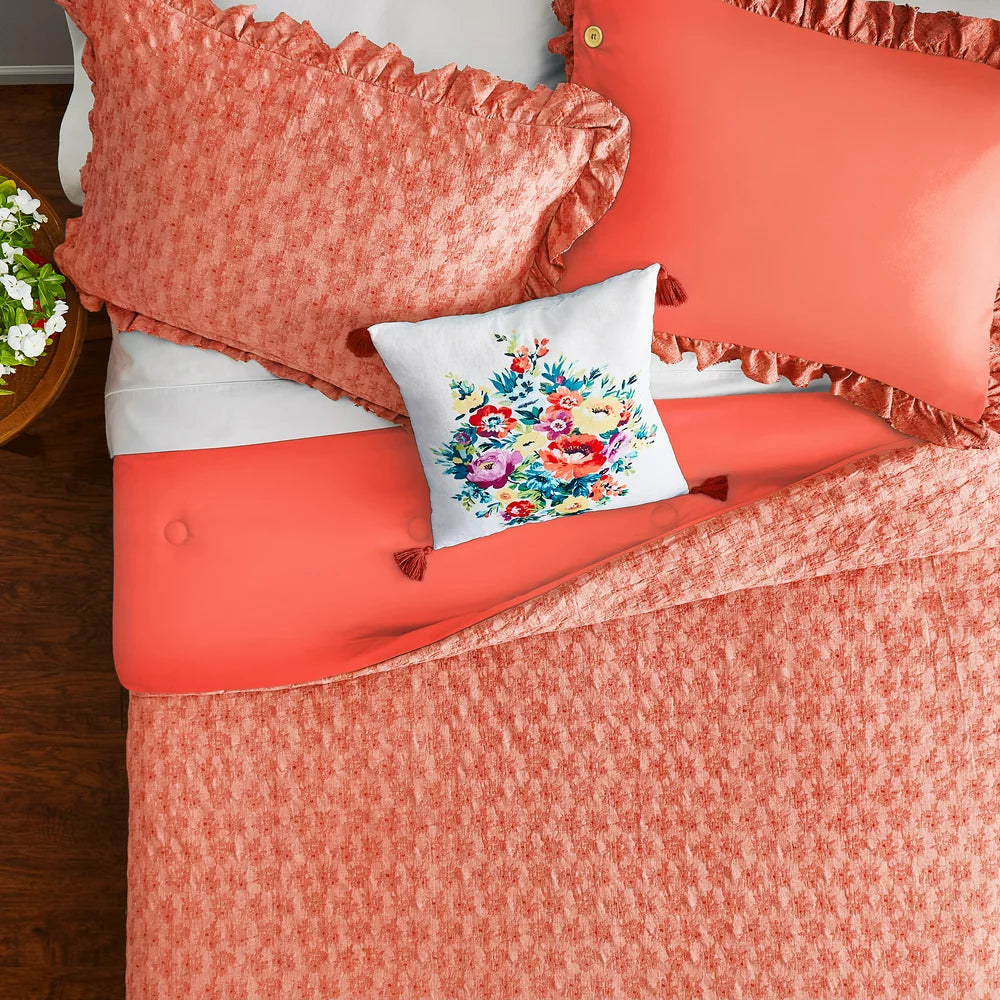 The Pioneer Woman White Cotton Eyelet 4-Piece Comforter Set, Full / Queen