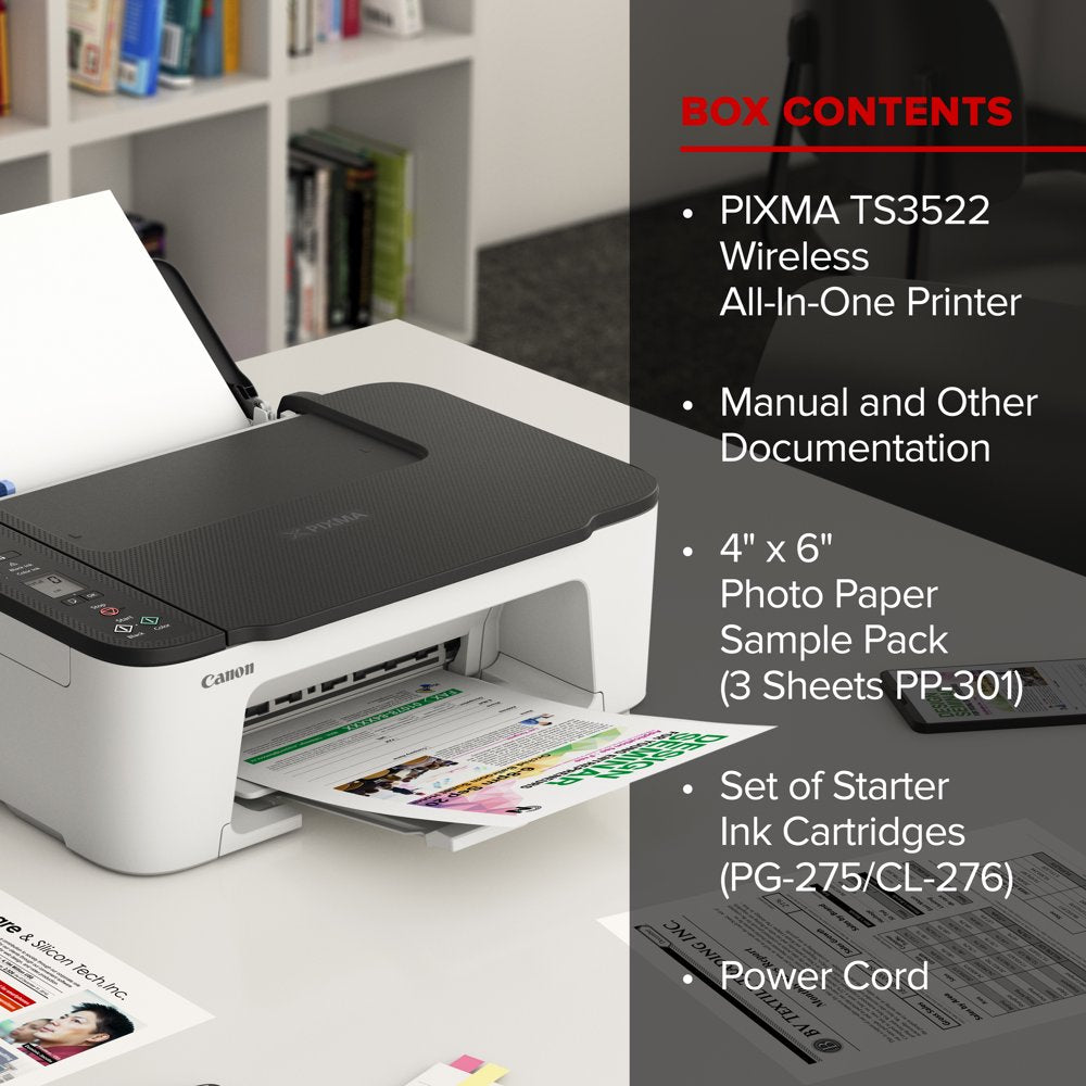 Canon PIXMA TS3522 All-in-One Wireless Color Inkjet Printer with Print, Copy and Scan Features