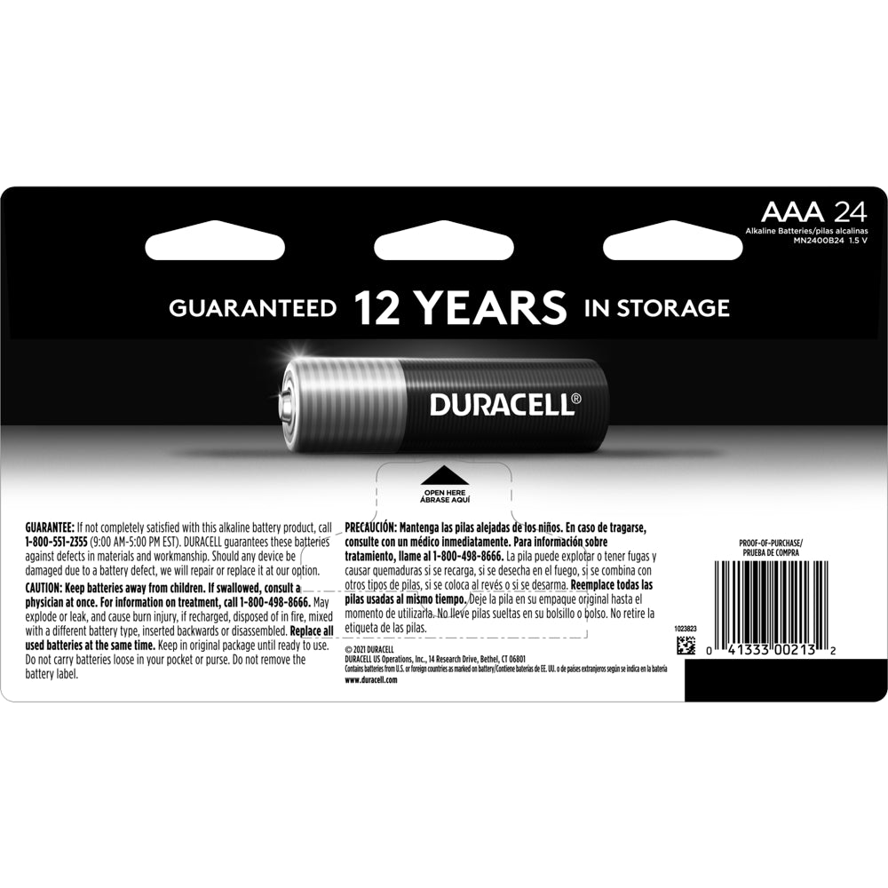 Duracell Coppertop AAA Battery with POWER BOOST™, 24 Pack Long-Lasting Batteries