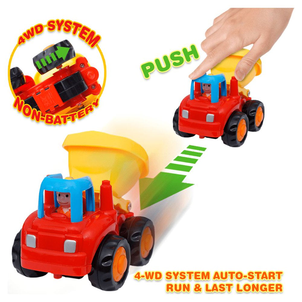 Friction Powered Cars Push and Go Toys Car Construction Vehicles Toys Set for Boys Baby Toddlers Kids Gift