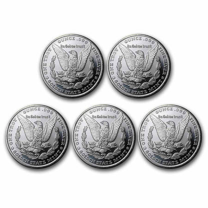 1 Oz Silver round - Morgan Dollar Design - (Lot of 5) - Walmart